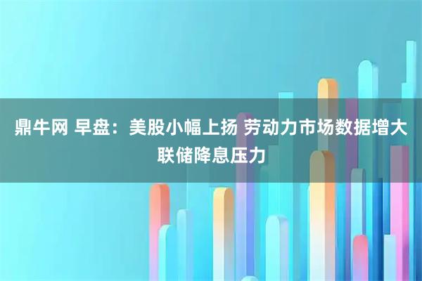 鼎牛网 早盘：美股小幅上扬 劳动力市场数据增大联储降息压力