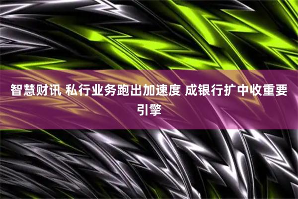 智慧财讯 私行业务跑出加速度 成银行扩中收重要引擎