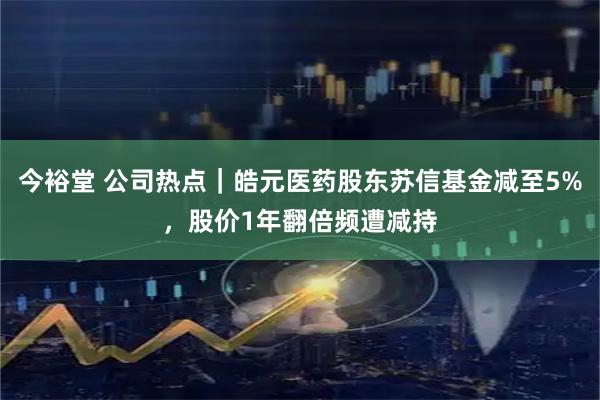 今裕堂 公司热点｜皓元医药股东苏信基金减至5%，股价1年翻倍频遭减持